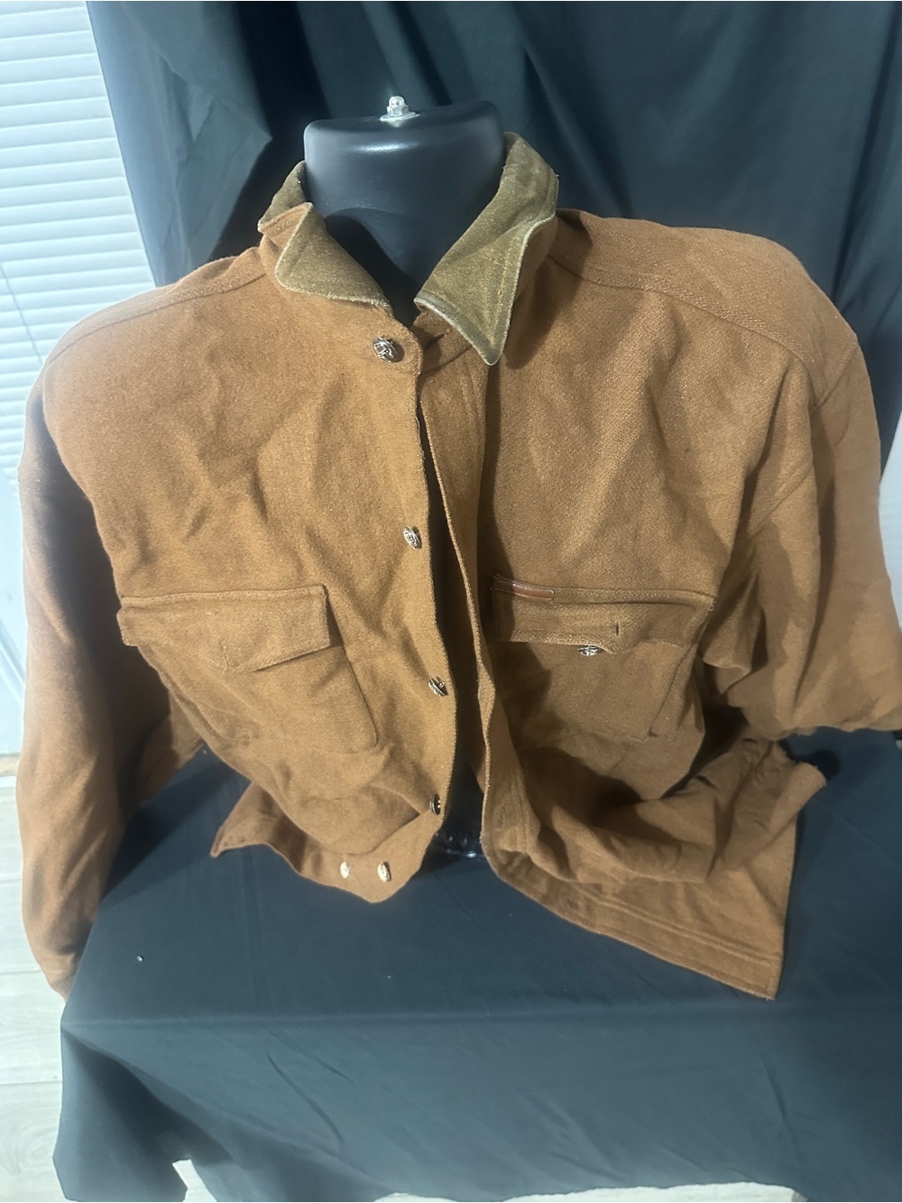 Men's Brown Work Jacket with Contrast Collar-South pole-size XL-#628